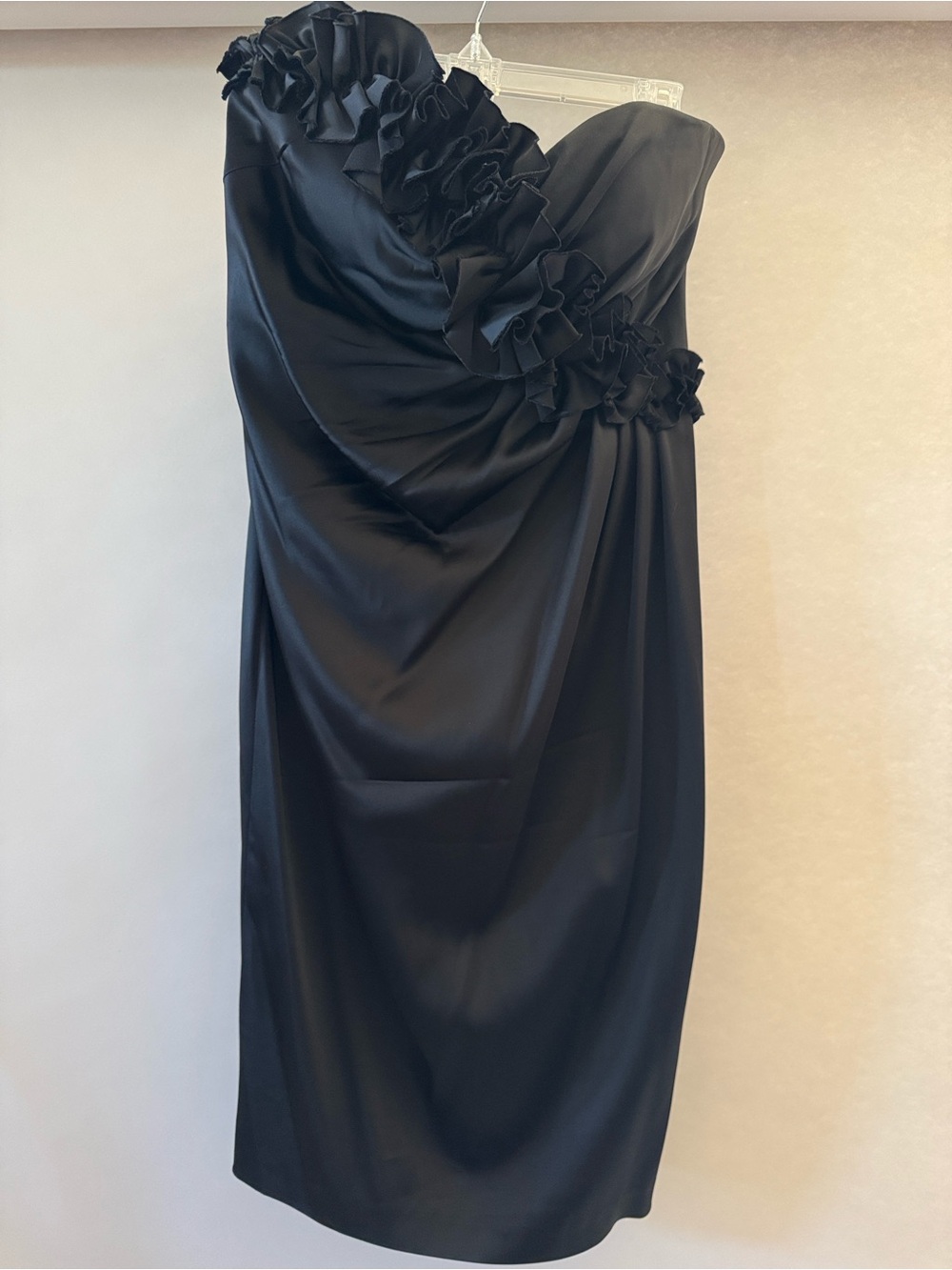Maggy London Black Strapless Ruffle Cocktail Dress